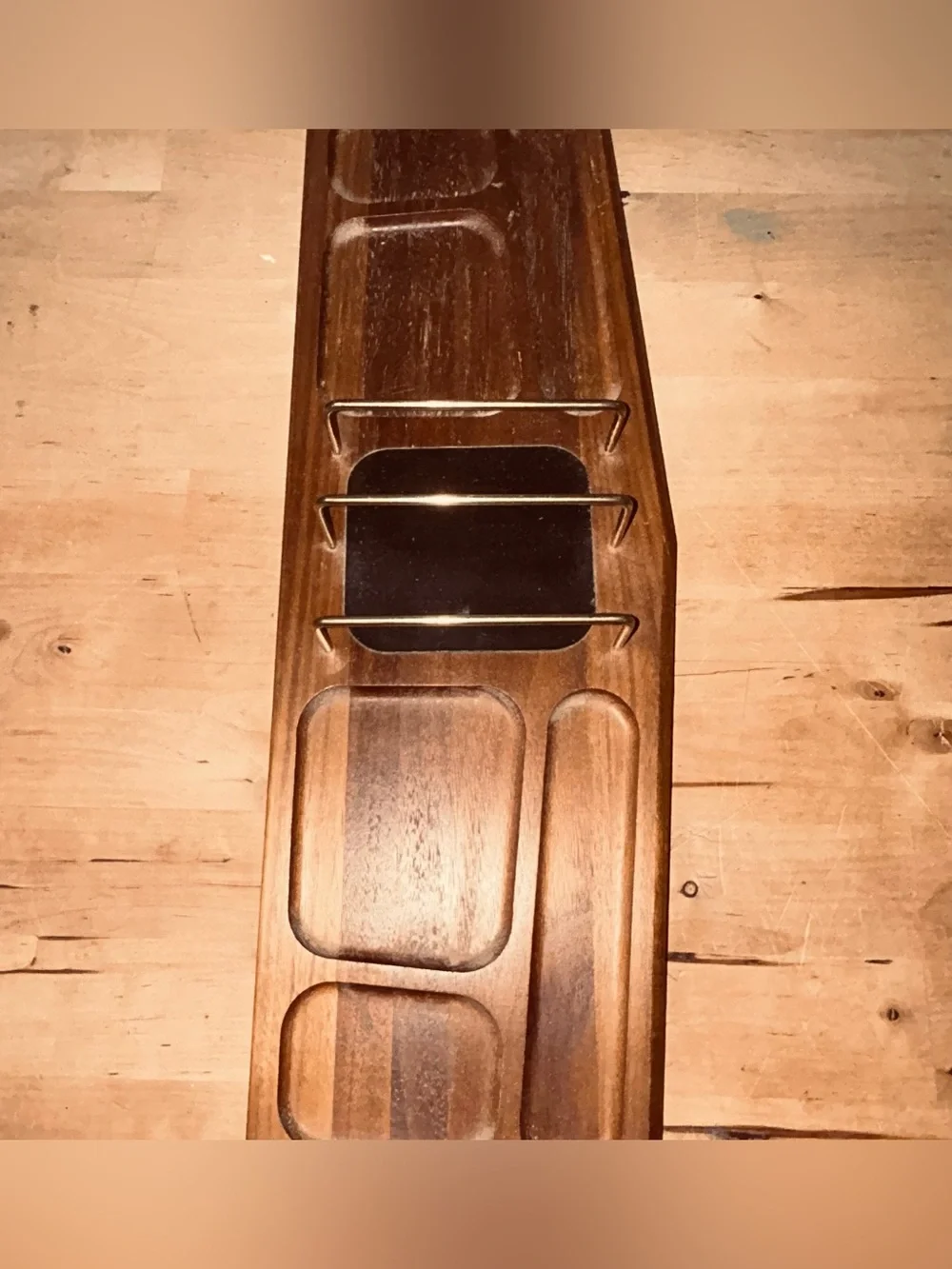 Vtg Extra Long Mens Solid Wood Dresser Valet Cady Walnut MCM Made In USA